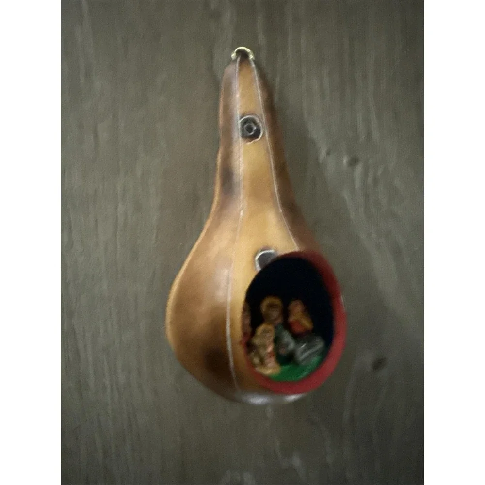 Hand-crafted Gourd Ornament With‎ Nativity Inside 4.5